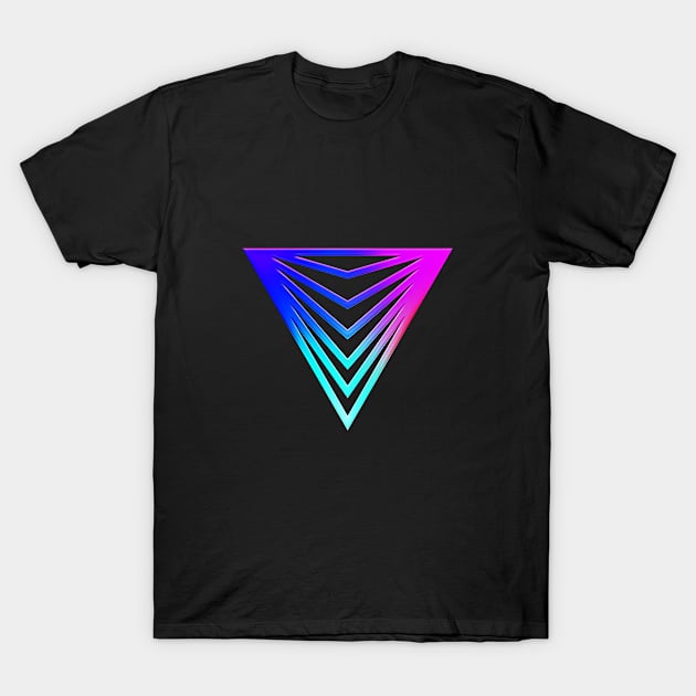 Neon Geometric Glyph Mandala Sigil Rune Sign Seal Cool Blue and Violet  - 484 T-Shirt by Holy Rock Design